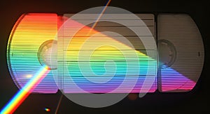 Compact disc refracting rainbow spectrum light