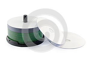 Compact Disc set isolated white background.