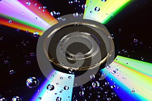 Compact disc with water drops