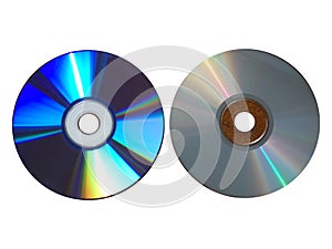 Compact Discs Difference - Empty and Full CDs Isolated