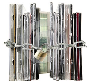 Compact discs are secured with lock