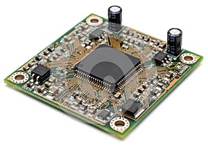 Compact electronic circuit board with a central microcontroller and multiple components