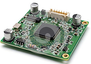 Compact electronic circuit board with microcontroller and capacitors for embedded systems applications