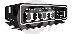 Compact Ethernet Switch Silhouette for Home Network Connectivity Solution photo