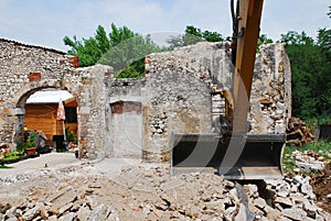 Compact Excavator on Small Building Site