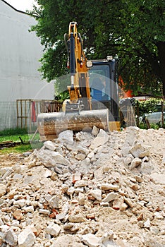 Compact Excavator on Small Building Site