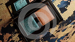 A compact eyeshadow palette featuring four vibrant shades for makeup application