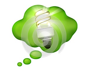 Compact Fluorescent Bulb in a Thought Bubble