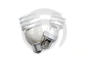 Compact fluorescent lamps isolate on white background