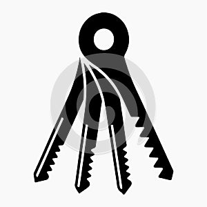 Compact folding hex key solid black icon