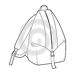 Compact Holdall backpack silhouette bag. Fashion accessory technical illustration. Vector schoolbag 3-4 view