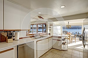 Compact kitchen room with white cabinetry photo