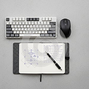 A compact layout with white alphanumeric keys and black function keys.