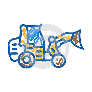 compact loader construction vehicle icon doodle illustration