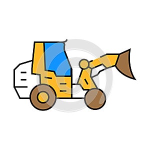 compact loader construction vehicle icon color illustration