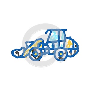 compact loader construction vehicle icon doodle illustration