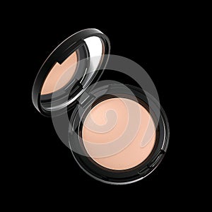 Compact Makeup Powder in Open Case on a White Background
