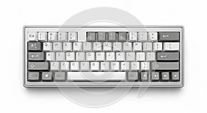 A compact mechanical keyboard featuring a minimalist design with a mix of dark