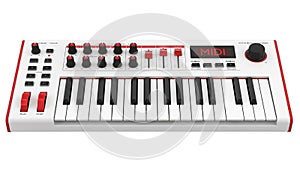 Compact midi keyboard controller with knobs and buttons