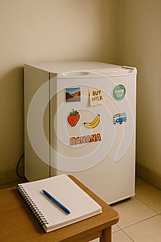 Compact Mini Fridge with Magnets and Daily Reminders