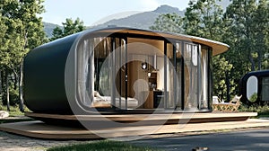 compact minimalist style rotating tiny home
