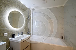 Compact modern luxury marble bathroom