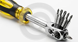 Compact multi-bit ratchet screwdriver set with interchangeable bits for versatile repairs