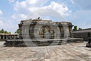 The compact and ornate Veeranarayana temple, Chennakeshava temple complex, Belur, Karnataka. View from North.