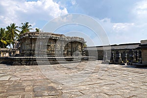 The compact and ornate Veeranarayana temple, Chennakeshava temple complex, Belur, Karnataka. View from North.