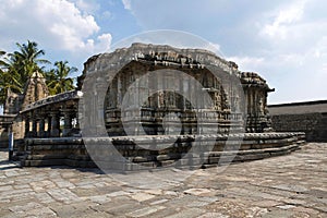 The compact and ornate Veeranarayana temple, Chennakeshava temple complex, Belur, Karnataka. View from North East.