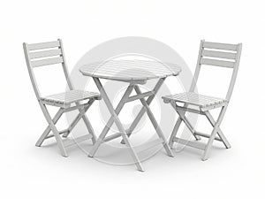 Compact outdoor dining set with table and two chairs