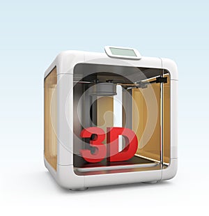 Compact personal 3D printer on gradient background