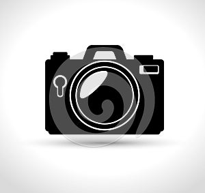 compact photo camera flash white background design graphic