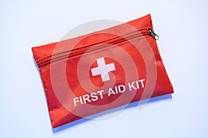 Compact Red First Aid Kit for Emergencies