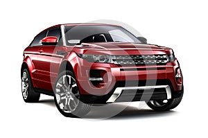 Compact red SUV isolated on white