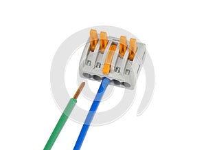 Compact splicing connector with connected wire