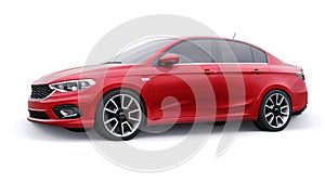 Compact Sports car Family Sedan 3d illustration.