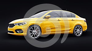 Compact Sports car Family Sedan 3d illustration.