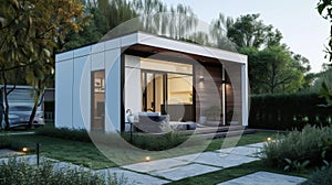 This compact yet stylish home features a minimalist design that highlights functionality and purpose without sacrificing photo