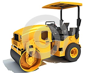 Compact Tandem Vibratory Road Roller 3D rendering