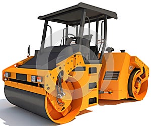 Compact Tandem Vibratory Road Roller 3D rendering