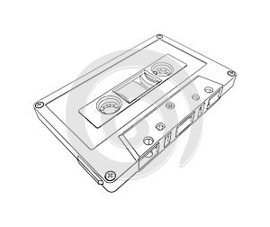 Compact Tape Audio Cassette in Outline Style