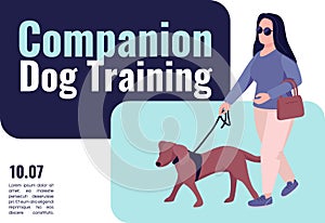 Companion dog training banner flat vector template