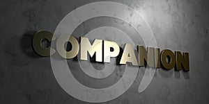 Companion - Gold text on black background - 3D rendered royalty free stock picture