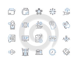 Company alliance line icons collection. Collaboration, Partnership, Integration, Synergy, Collective, Joint, Mutual
