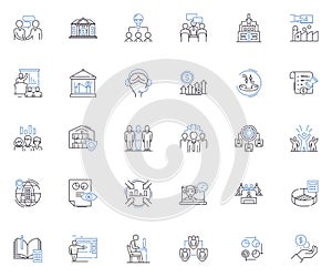 Company apparatus line icons collection. Machinery, Equipment, Instruments, Tools, Devices, Apparatuses, Systems vector