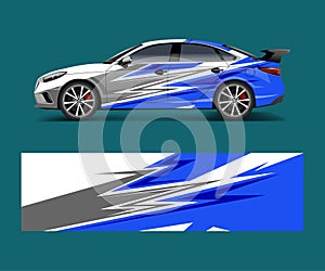 Company branding Car decal wrap design vector. Graphic abstract shapes designs company car photo