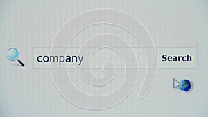 Company - browser search query, Internet web page