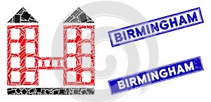 Company Building Mosaic and Grunge Rectangle Birmingham Seals