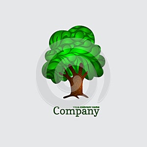 Company business icon with laced green tree